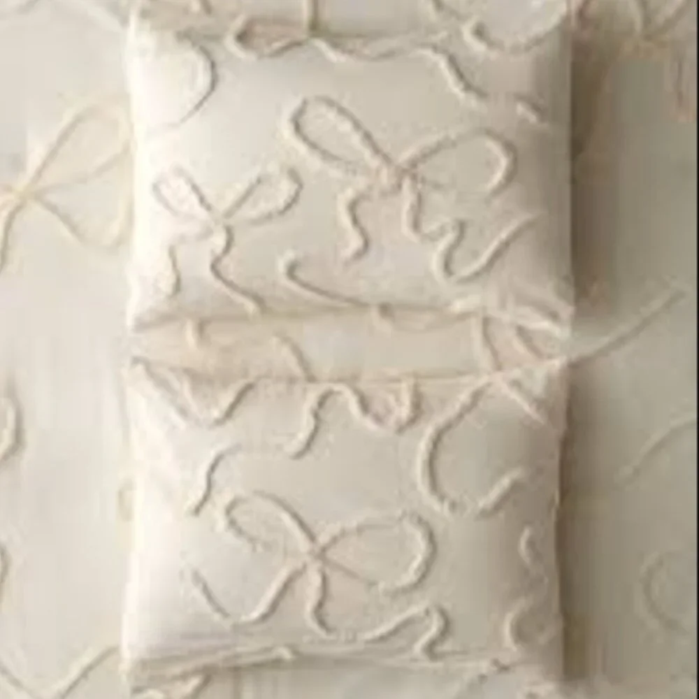Cream Tufted Bows  Textured Body Pillow Cover Cozy Home Bedding